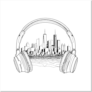 Music Headphone City Rhyme Wonderful Vibes Vector Graphic Posters and Art